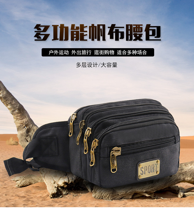 New Men'S Canvas Multifunctional Cashier Bag, Large-Capacity Waist Bag ...