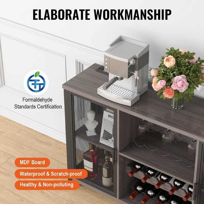 DB Wholesale 47-Inch Industrial Bar Cabinet Space-Saving Wine Table ...