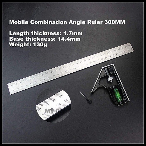 Hunter Stainless Steel Combination Square Ruler Level Gauge Angle ...