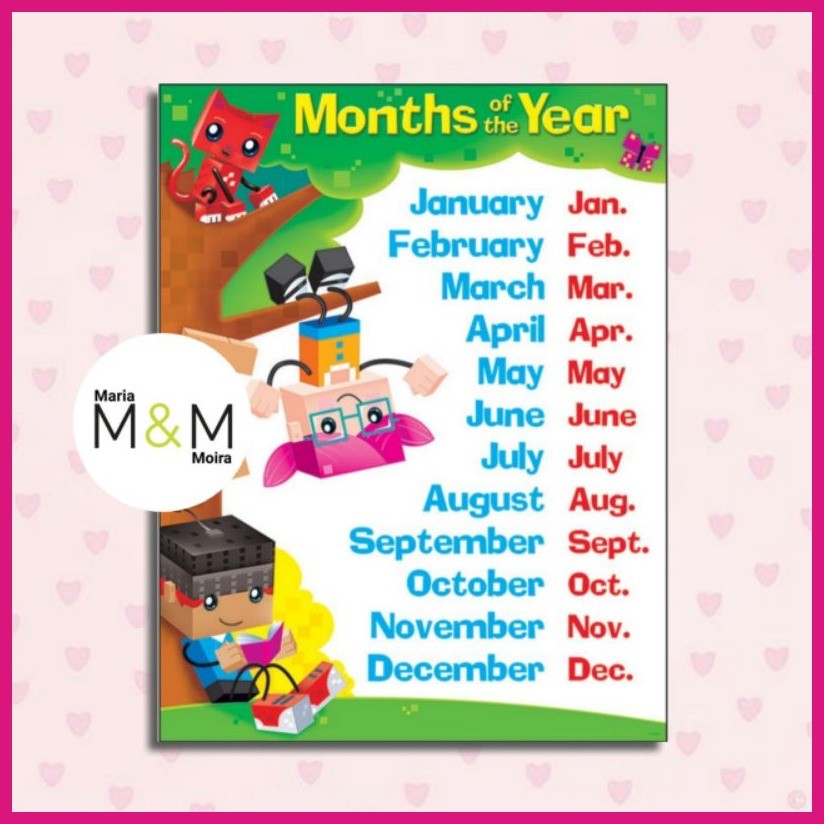 Months of the Year Charts | A4 Size Laminated Educational Wall Chart ...