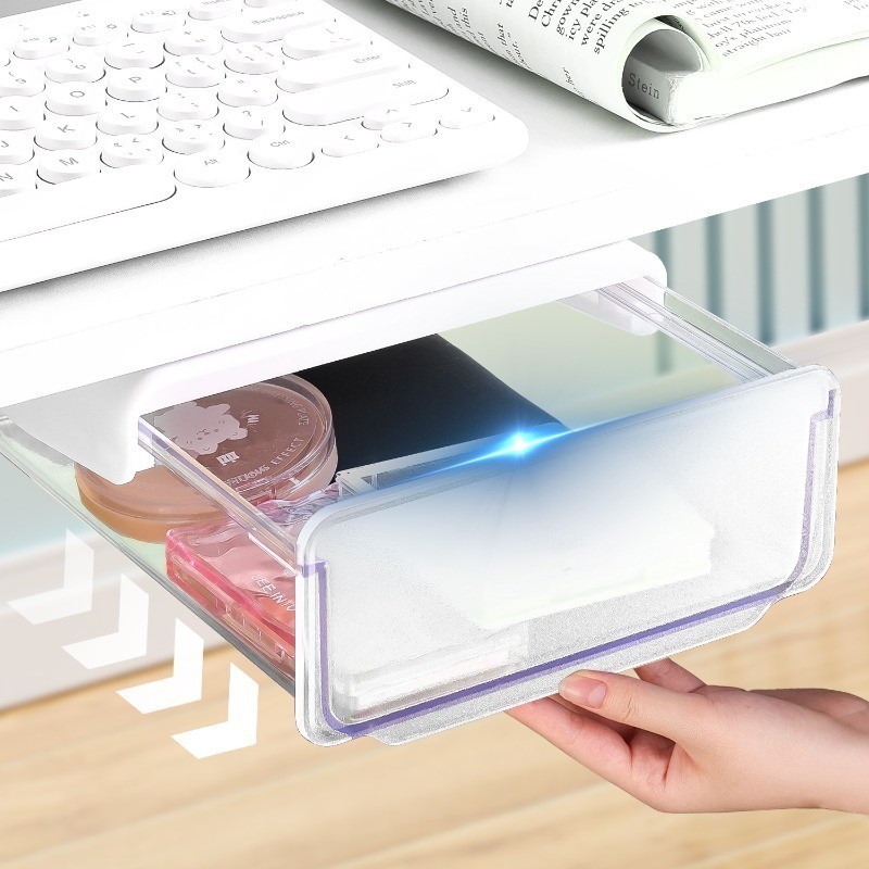 Under Desk Self-Adhesive Storage Box - Under Table Hiddens Style ...