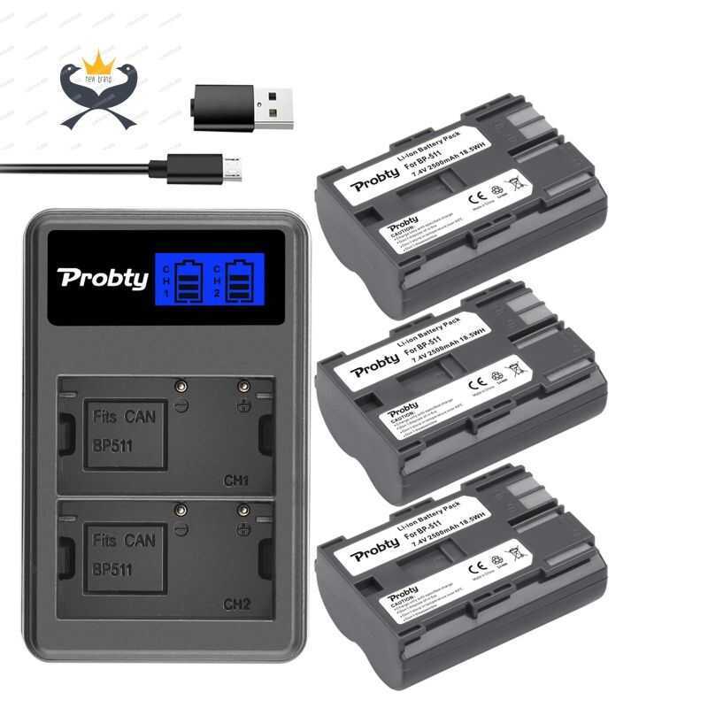 New Brand High Quality Bp-511A Bp-511 Battery LCD USB Dual Charger For ...