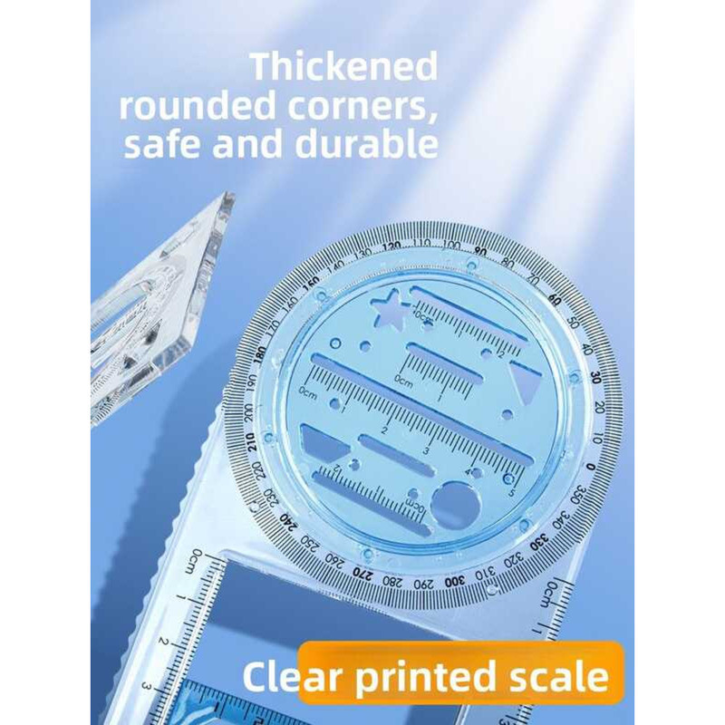 Multi-Function Soft Straight Rotating Protractor Triangle Ruler ...