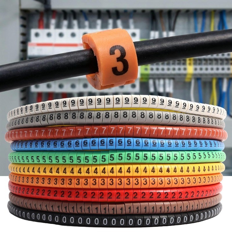 1000/500Pcs PVC Number Tube Wiring Labels - Colourful Digital Cable ...