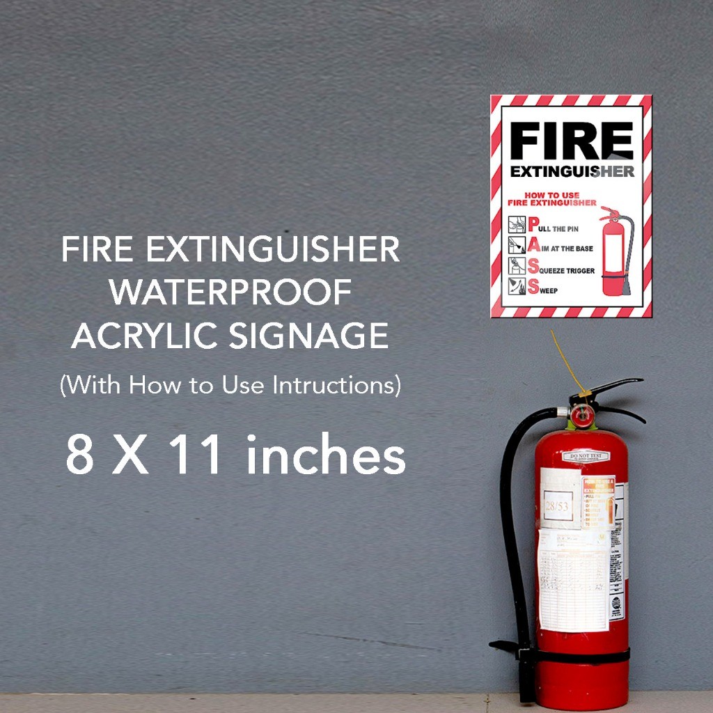 FIRE EXTINGUISHER Reflectorized Waterproof Acrylic Signage How to Use ...