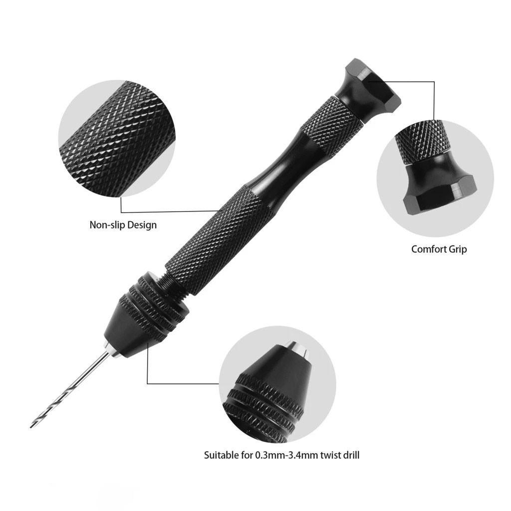 Mini Micro Aluminum Hand Drill With Keyless Chuck Hss Steel Twist Drill ...