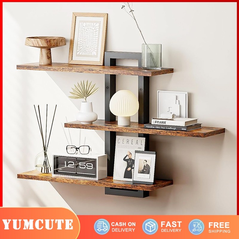 Wooden Shelf Wall Mounted Floating Shelves DIY Display Storage Racks ...