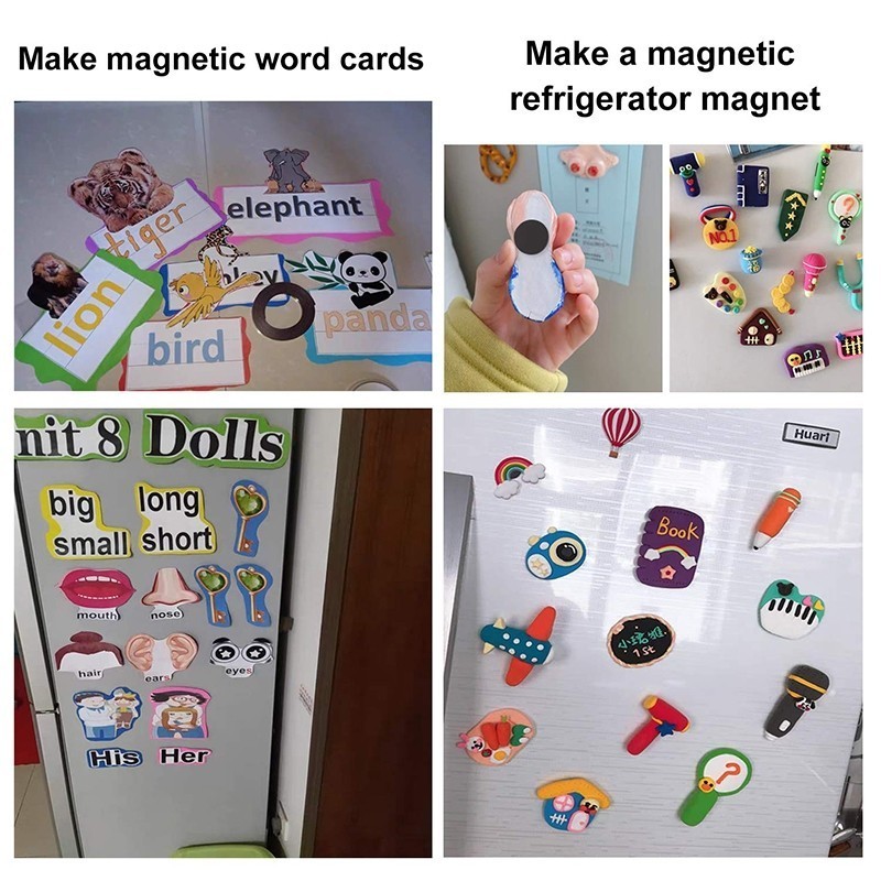 100Pcs Self-adhesive Magnetic Round/Square Magnet Stickers for Fridge ...