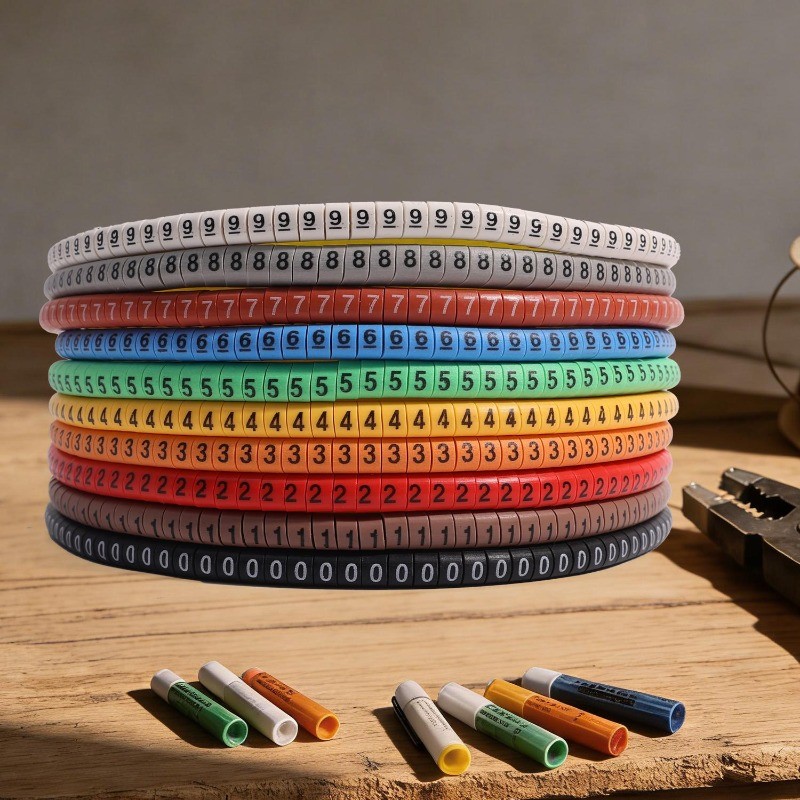 1000/500Pcs PVC Number Tube Wiring Labels - Colourful Digital Cable ...