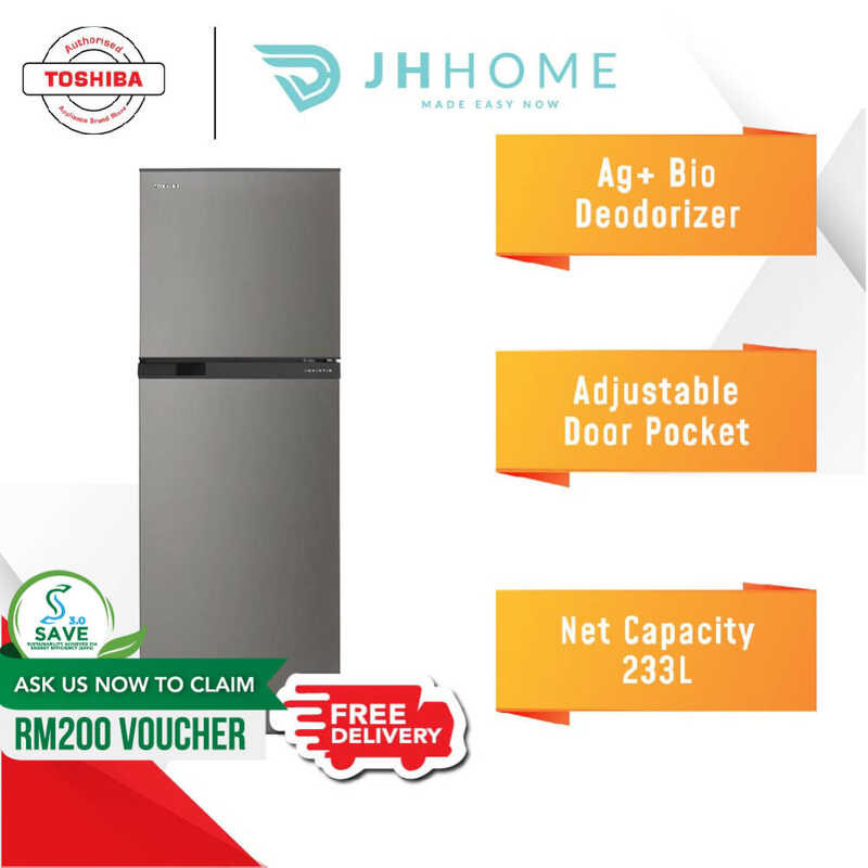 Toshiba 252L Inverter 2 Door Fridge Gr-A28ms Ds| Ag+ Bio Deodorizer ...