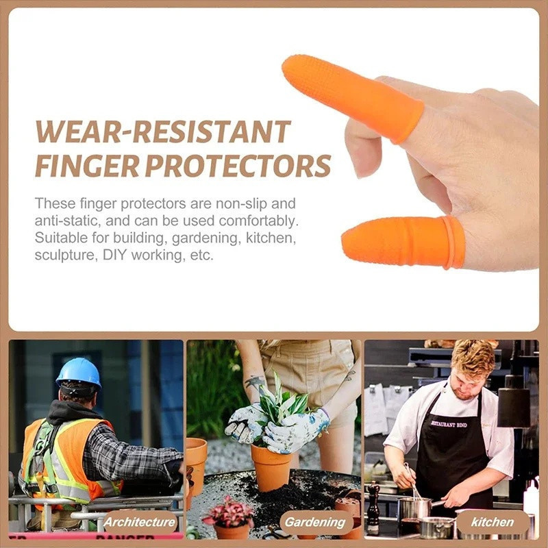 20-100pcs Disposable Latex Finger Cot - Orange Non-slip Thumb Cap ...