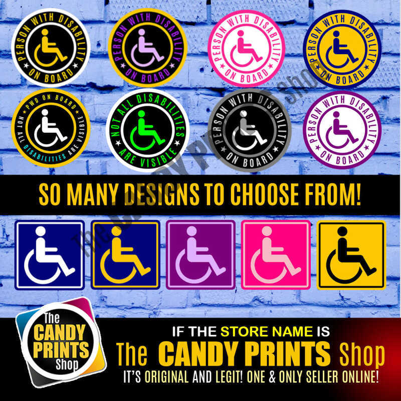 DESIGN 6 GLOSSY PWD Car Sticker Vinyl Disabled Wheelchair Symbol ...