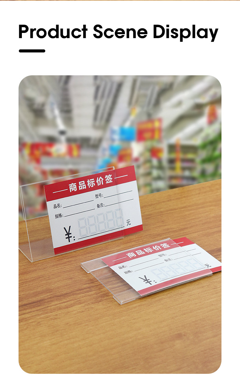 L-Style Clear Acrylic Stand Slant Table Name Sign Holder Landscape Desk ...