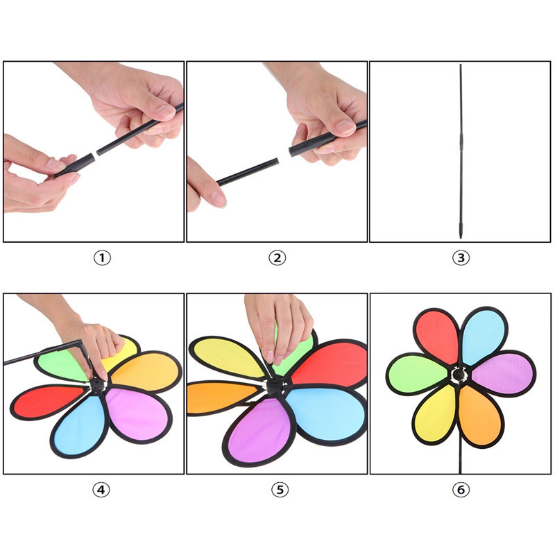 2Pcs Colorful Garden Windmill Cloth Pinwheel Rotating Decoration ...