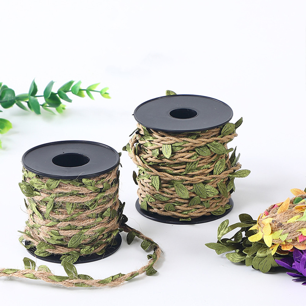 2PCS 10m Fake Tropical Vine Rope with Leaves - Vintage Jute Rope for ...