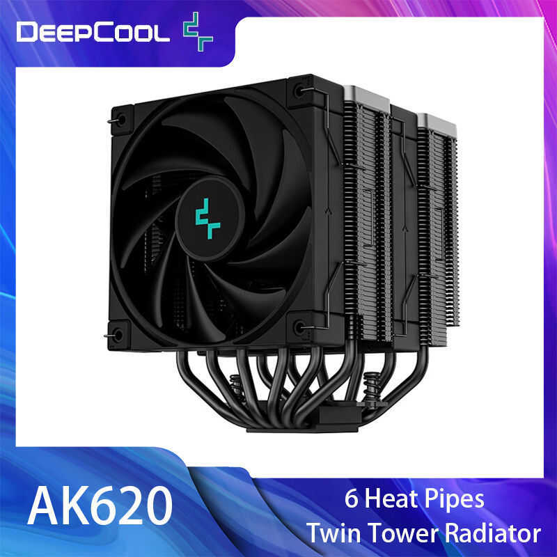 Deepcool Ak620 ZERO DARK Twin Tower Radiator 6 Heat Pipes CPU Cooler ...