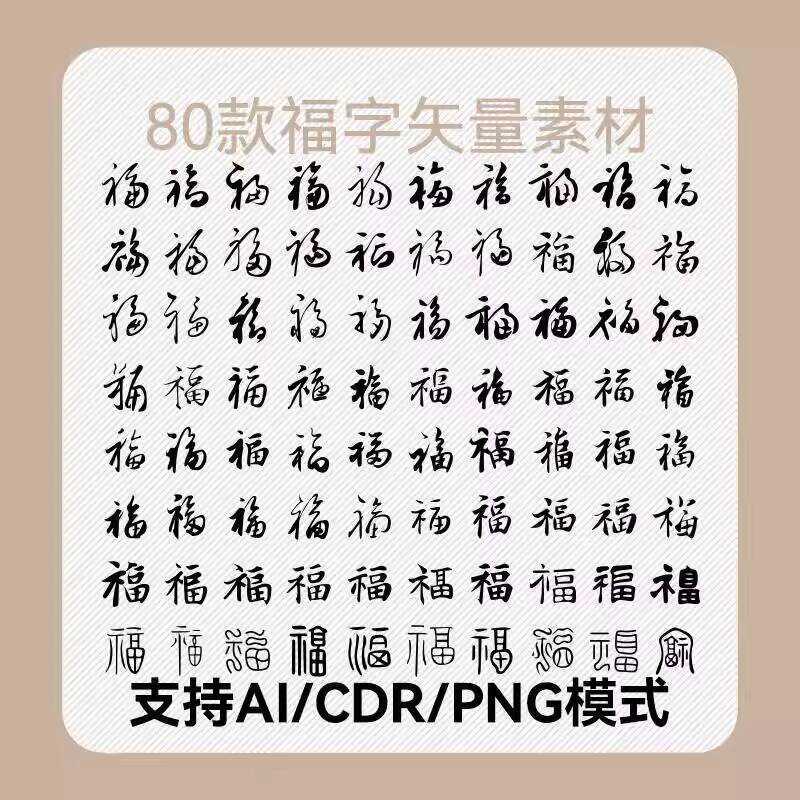 80 Styles of Fu Character AI Source Files CDR Vector PNG Transparent PS ...