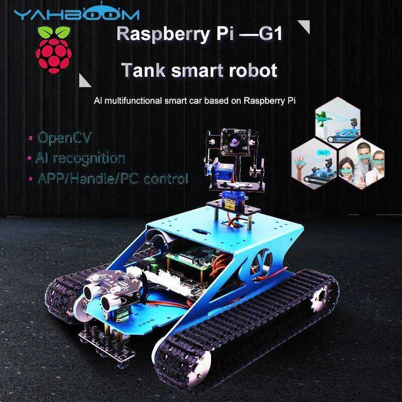 Raspberry Pi 4B/3B+ Smart Tank Robot Car Kit DIY Programmable Eduion ...
