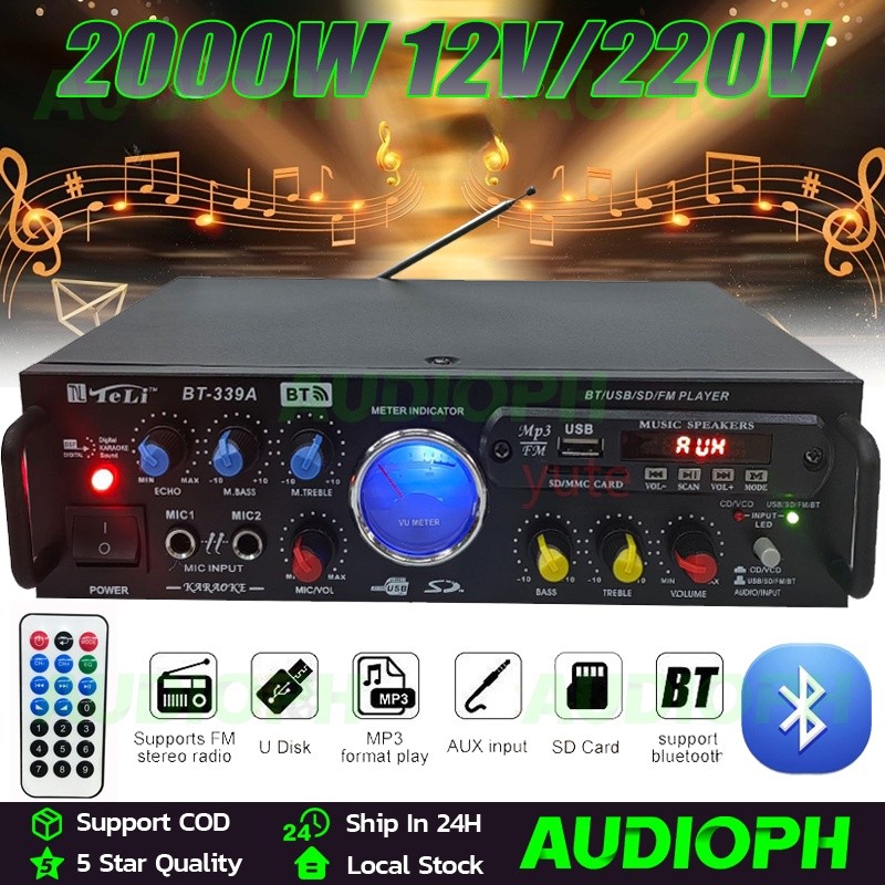 Lexing AV-339 Stereo Mixing Power Amplifier with Bluetooth (Black ...