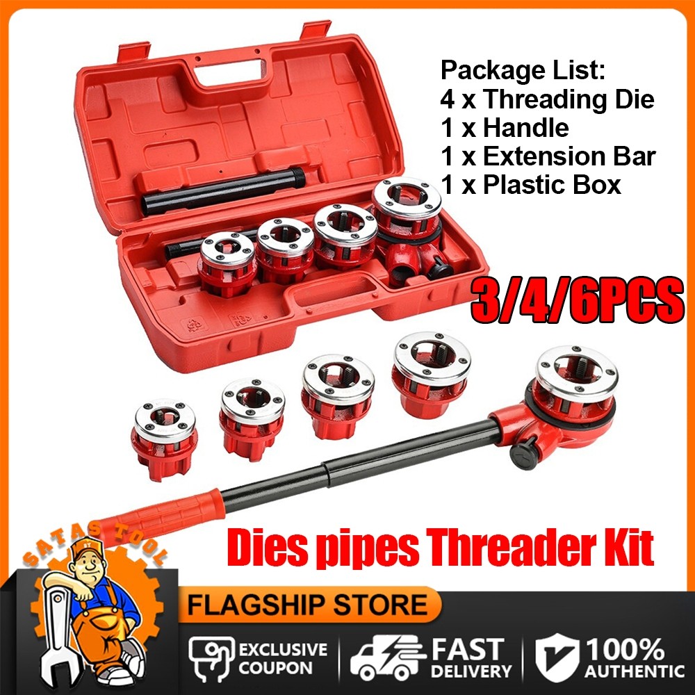 3/4/6 pcs Dies Pipe Threading Kit 1/2