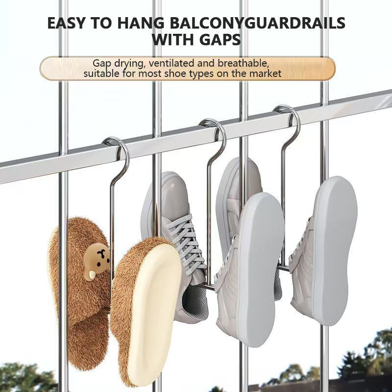 3Pc Stainless Steel Shoes Drying Rack Hanging Shoe Organizer Space ...