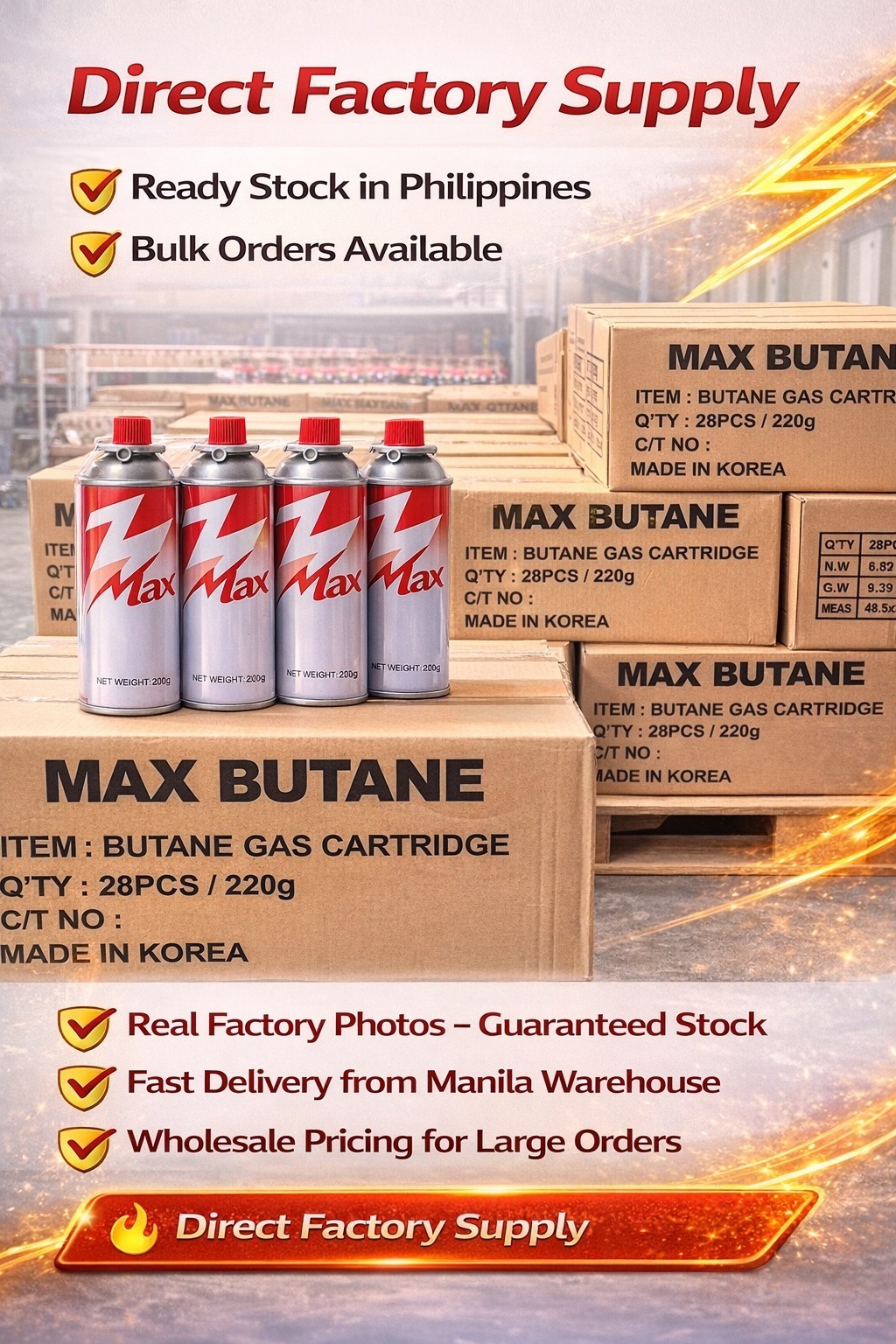 MAX # 220g Butane Gas Canisters 4PCS for Portable Stove & BBQ | Shopee ...