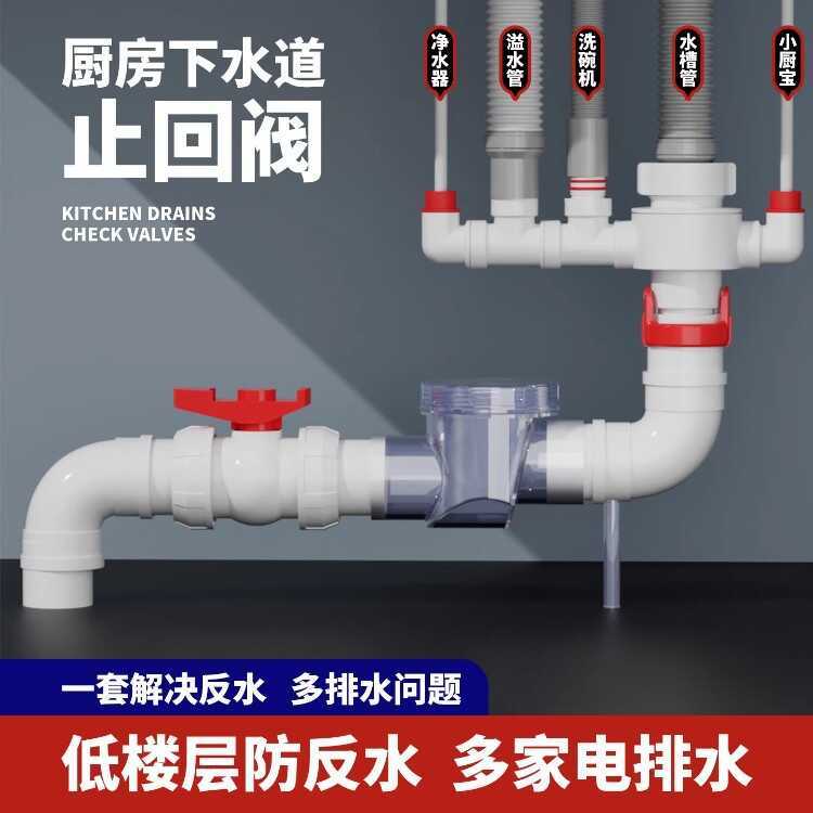 Kitchen Drain Backflow Preventer Second Floor Water Pipe Ball Anti ...