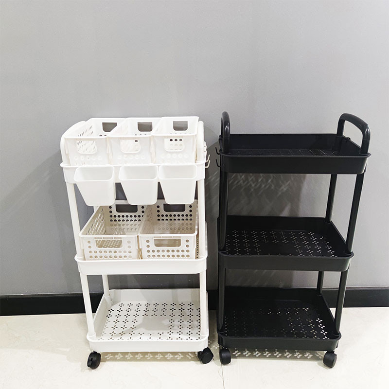 Family Bundle Set 3-Tier Utility Cart with 2 Wide Baskets 3 Narrow ...