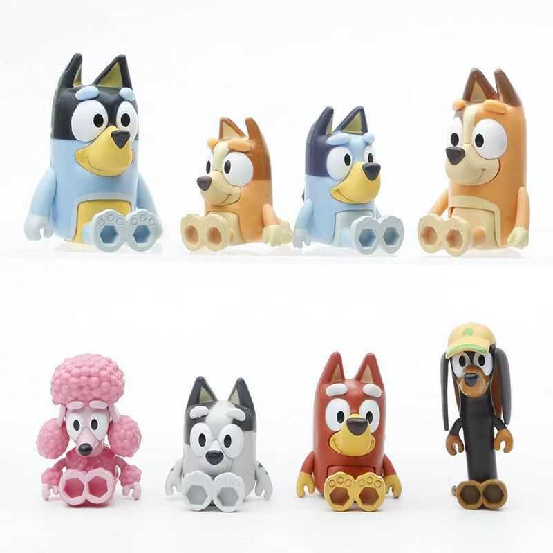 Cross-Border Bluey Family 8 Models Hand-Painted Bingo Friends Puppy ...