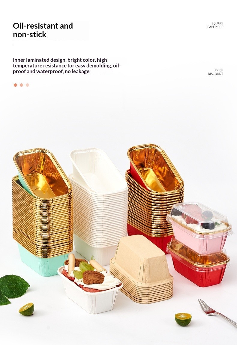 50pc Rectangle Cupcake liner *CC LINER REC* High Temperature Resistant ...