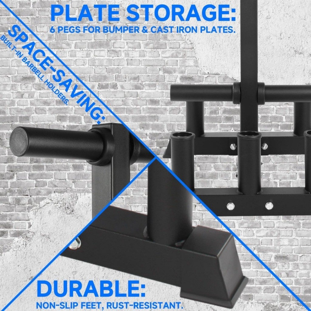 Olympic Plate Tree with Barbell Holder, 2inch 50mm Olympic Plate Rack ...