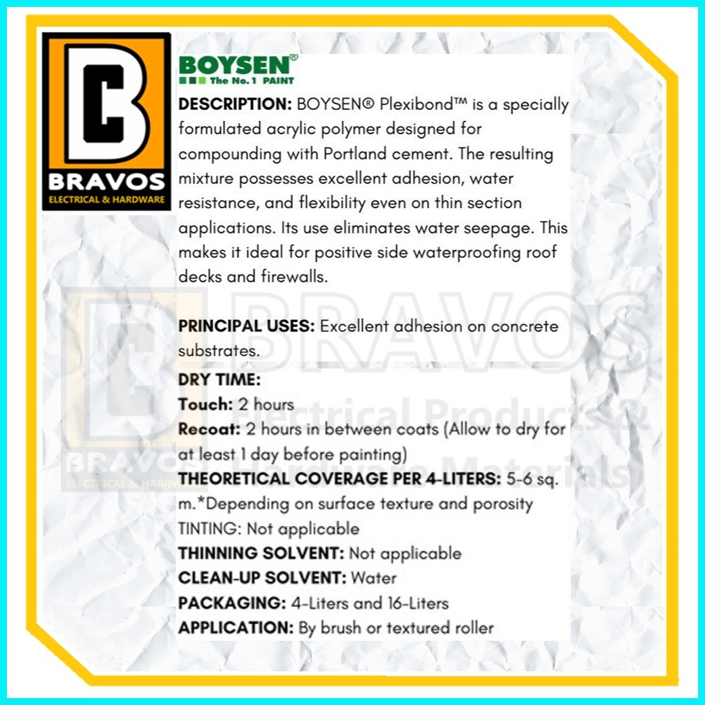 BOYSEN Plexibond 4 Liters Waterproofing B7760 4L L Flexibond Gallon ...