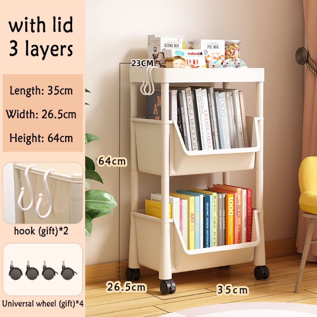 4 Layer Moving Rack Kitchen Storage Shelf Wall Cabinets Home Bedroom ...