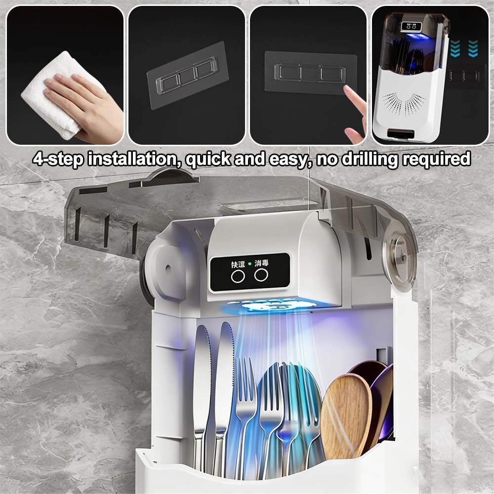 Wall-mounted Kitchen UV Sterilizer Box Spoon and Fork with Lid ...
