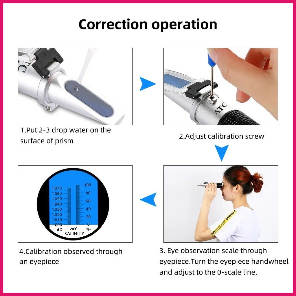 YIERYI Salinity Refractometer 0-100, Salinity Seawater Salinometer 1. ...