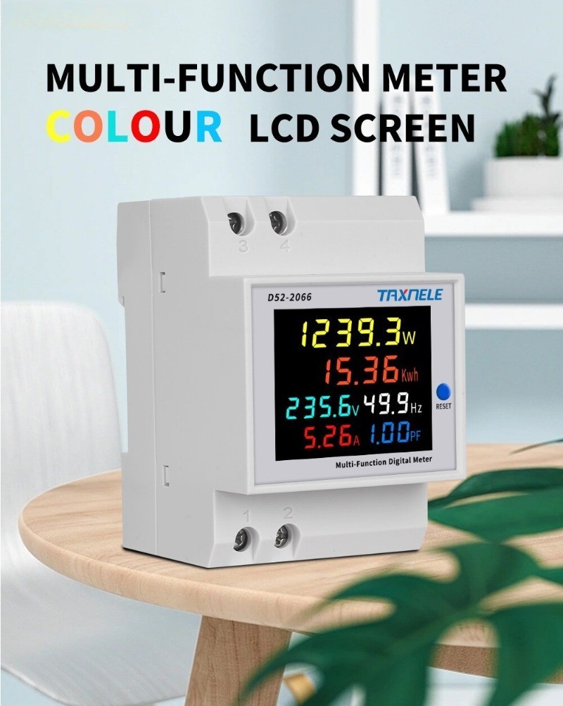 6-in-1 D52-2066 DIN Rail-Mounted AC Current Monitor 300V 100A Voltage ...