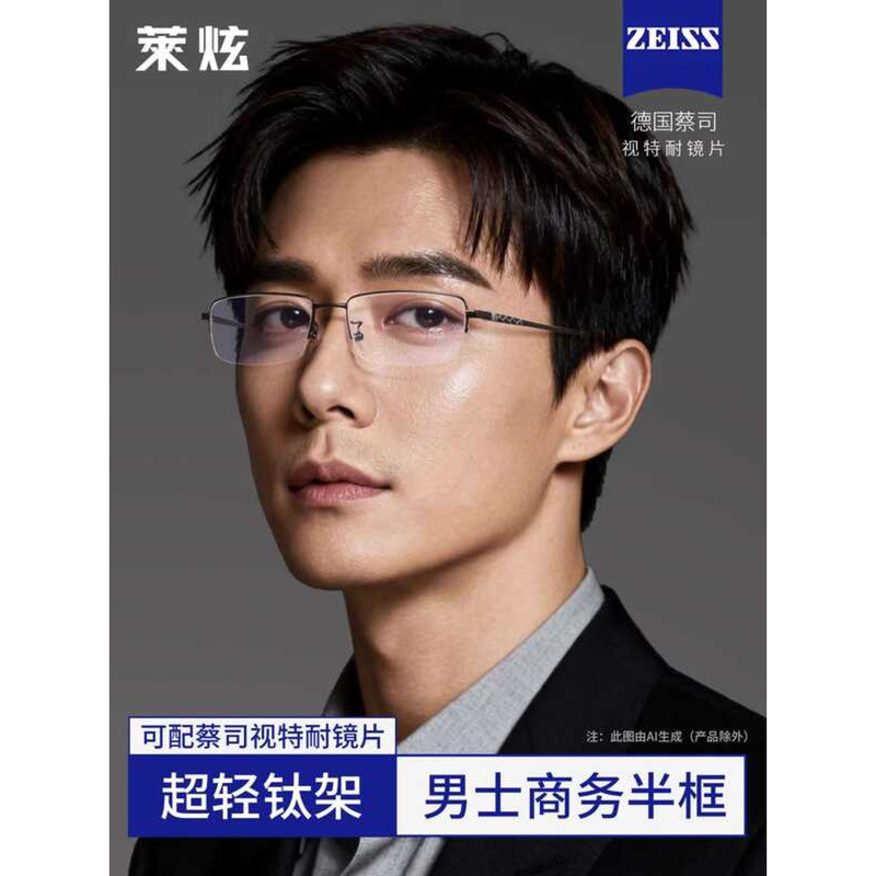 Men's Pure Titanium Prescription Glasses Gentle Business Classic Half ...