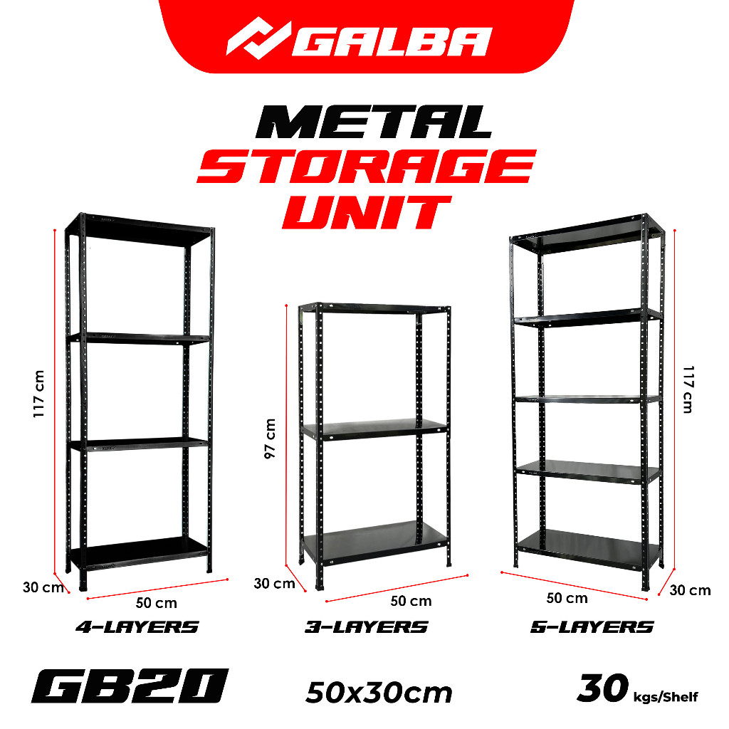 GALBA Galvanized Storage Shelves 3,4,5 Layers Adjustable ALL Metal Rack ...
