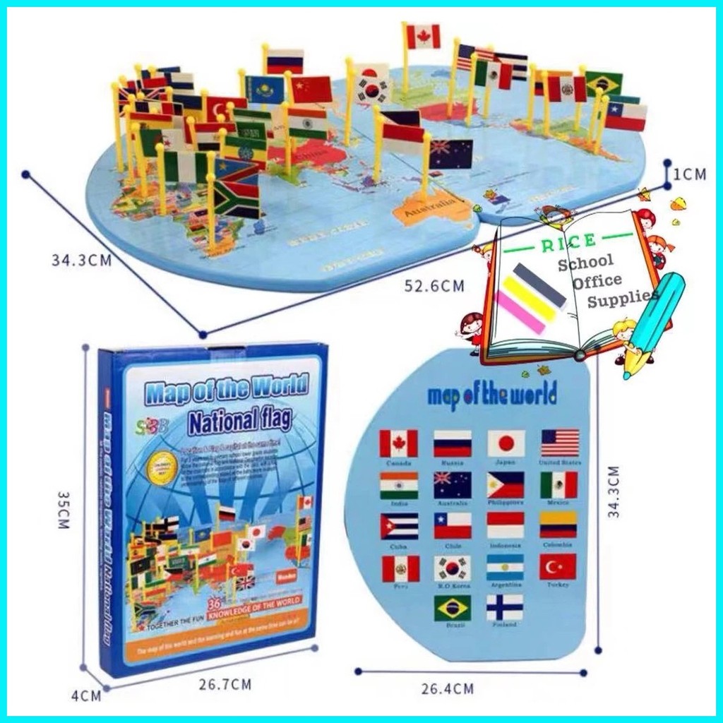 Map of The World National Flag Board World Map Puzzle with Flags ...