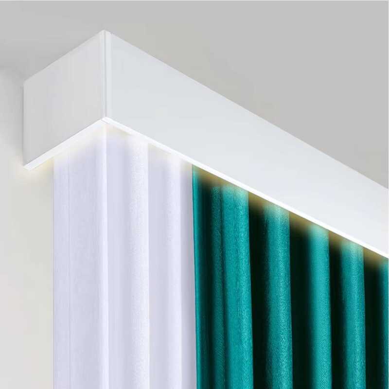 Custom Length Three-in-One Double Curtain Track and Curtain Pelmet ...