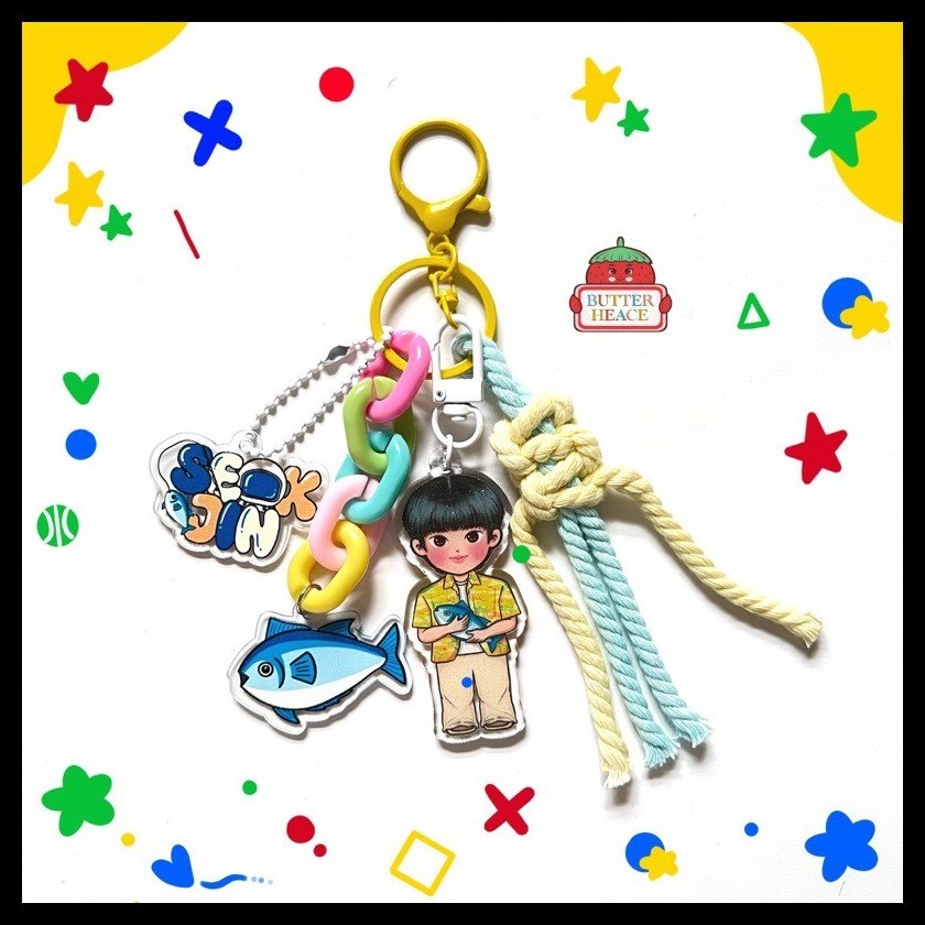 Photocard HOLDER BTS JIN HAPPY | Bagcharm & KEYCHAIN GLITTER SEOK JIN ...