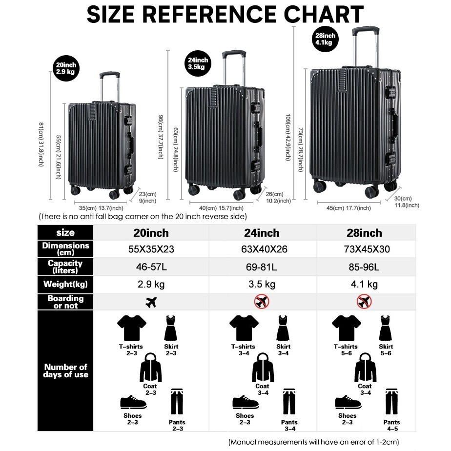 20-28 Inch Aluminum Luggage USB Port with Cup Holder Travel Bag ...