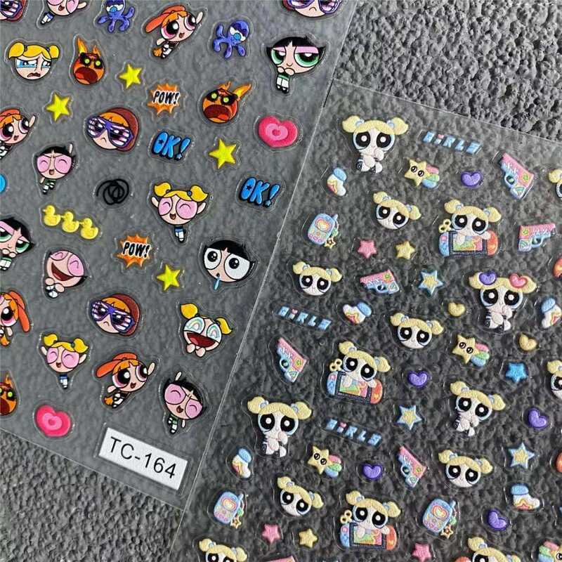 Cute Cartoon Powerpuff Girls Nail Stickers Abf | Shopee Philippines