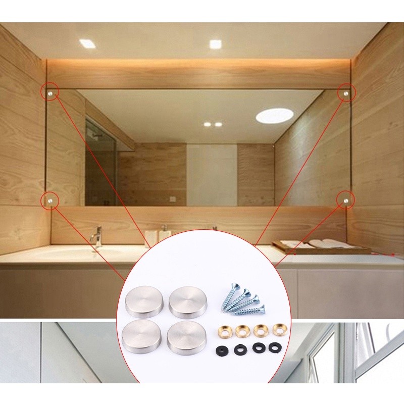 16 PCS Stainless Steel Mirror Nails Screw Cap Mirror Decorative 16mm ...