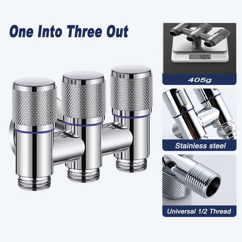 Universal 1/2 Thread One Into Three Out Faucet Kitchen Stainless Steel ...