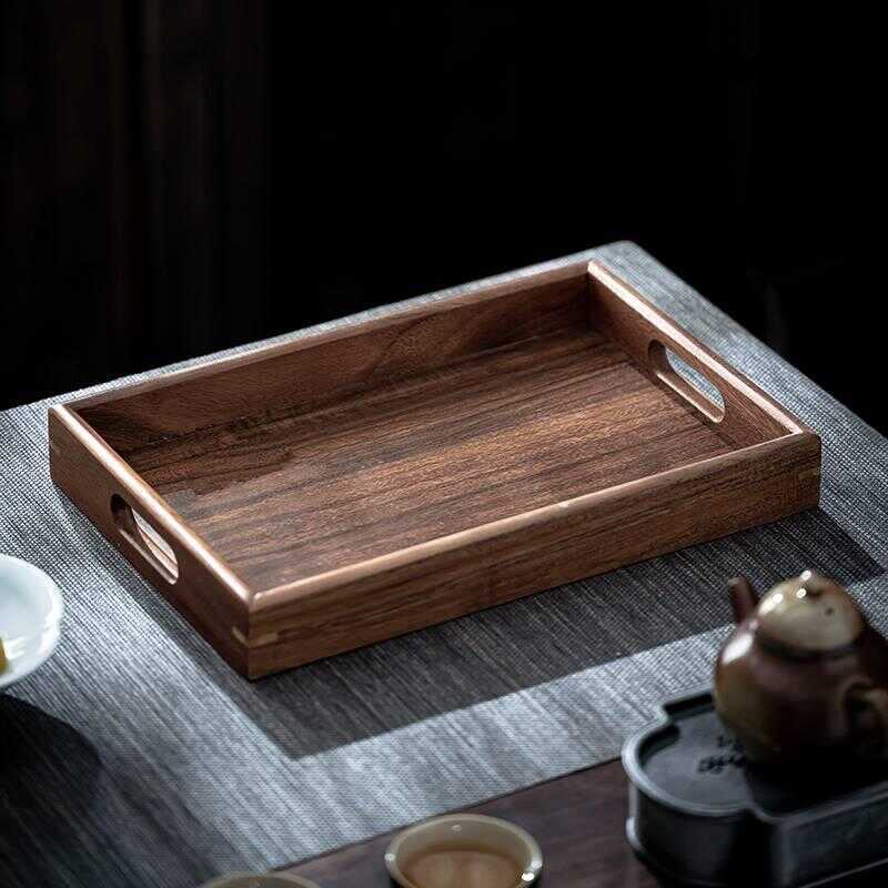 High-Grade Walnut Handle Rectangular Wooden Tea Tray Japanese Style ...
