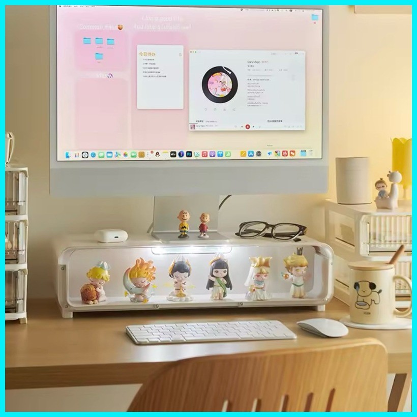 Blind Box Storage Box with Light Elevated Office Desktop Storage Rack ...