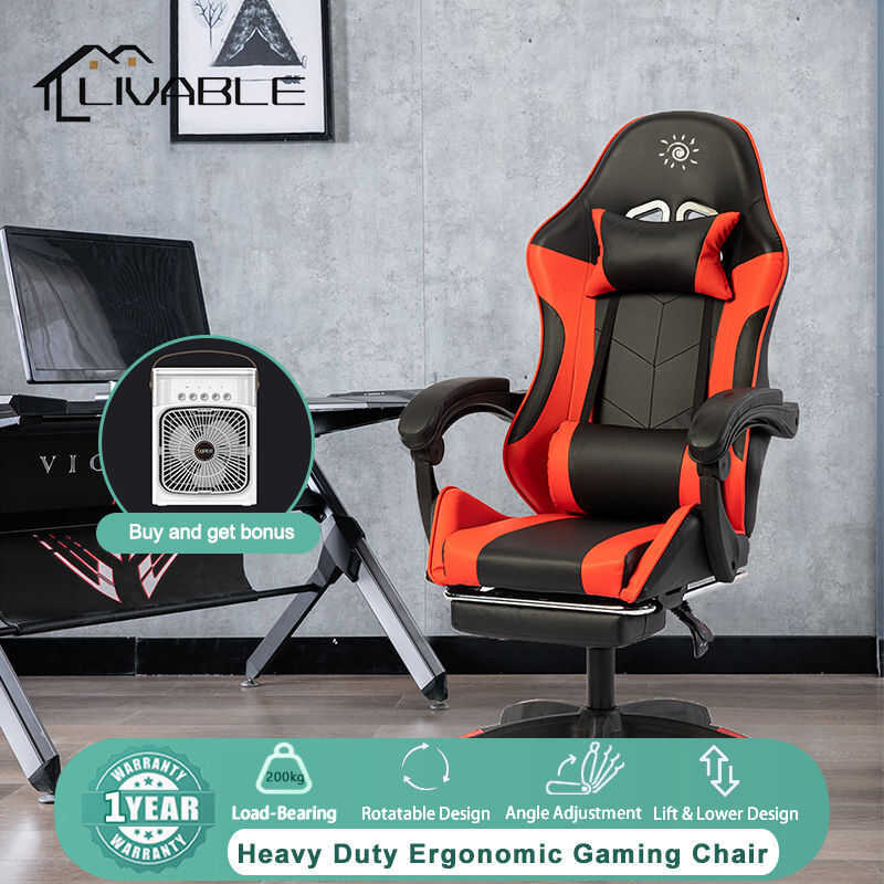 LIVABLE Adjustable Gaming Ergonomic Office With Footstool E-Sports ...