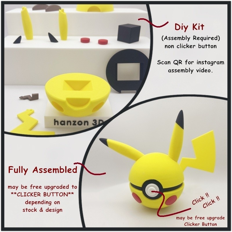 (Part1) 3D Printed Assembly Pokemon Ball Collectible Toy Model DIY ...