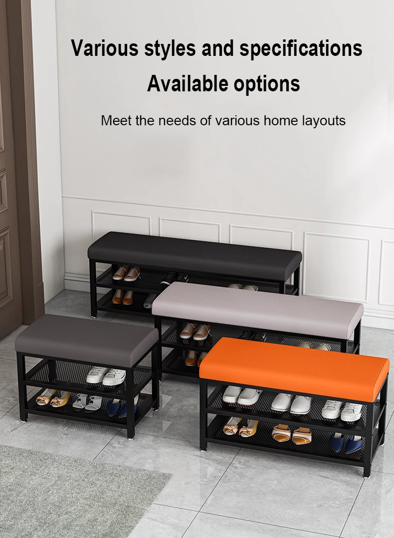 Shoe Bench 2-in-1 Metal Shoe Rack Can Sit-Type Stool Shoe Changing ...